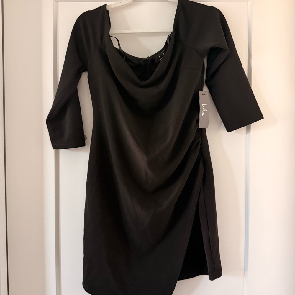 Lulu's Elegant Black Long Sleeve Dress